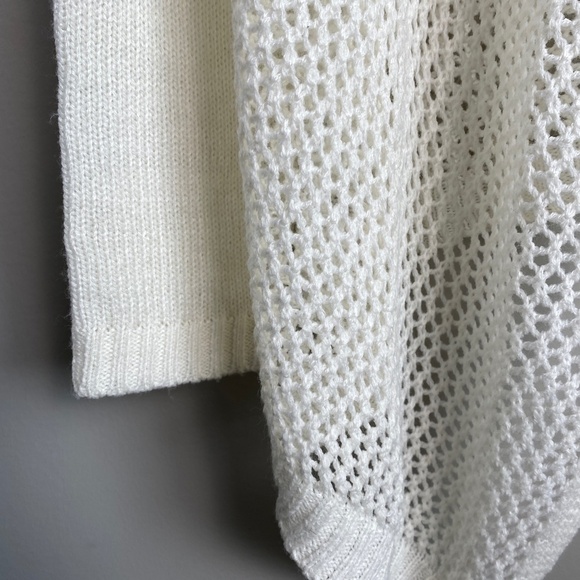 Introspect Womens Cream Open Knit Long Sleeve Cardigan Sweater Open Front Medium - Picture 2 of 13